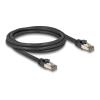 Delock - Netzwerkkabel - RJ-45 (M) zu RJ-45 (M) - 2 m - 7.3 mm - U / FTP - CAT 6a - ohne Haken - Schwarz