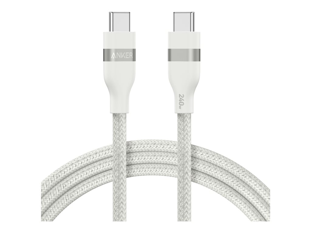 Anker - USB-Kabel - 24 pin USB-C (M) zu 24 pin USB-C (M) - 91 cm - geflochtenes Kabel, Fast Power Charging (240W) - weiß