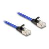 Delock RJ45 Flachband Netzwerkkabel mit Geflechtmantel Cat.6A U / FTP 2 m blau