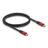 Delock - USB-Kabel - 24 pin USB-C (M) zu 24 pin USB-C (M) - USB 2.0 - 20 V - 5 A - 1 m - E-marker, vergoldete Kontakte, USB-Stromversorgung (100 W), unterstützt Power Delivery 3.0 - Schwarz / Rot
