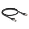 Delock RJ45 Netzwerkkabel Cat.8.1 S / FTP Stecker 45 grad nach links gewinkelt zu Stecker gerade bis 40 Gbps 0,5 m schwarz