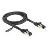 Delock - Patch-Kabel - RJ-45 (M) zu RJ-45 (M) - 1 m - U / FTP - CAT 8.1 - ohne Haken, flach - Schwarz