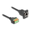 Delock D-Typ Kabel RJ45 Buchse zu Terminalblock mit Drucktaster Cat.5e schwarz 30 cm