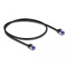 Delock - Patch-Kabel - RJ-45 (M) zu RJ-45 (M) - 50 cm - S / FTP - CAT 6a - halogenfrei, ohne Haken - Schwarz