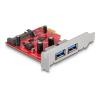 Delock PCI Express x1 Karte zu 2 x extern USB 5 Gbps Typ-A Buchse - Low Profile Formfaktor