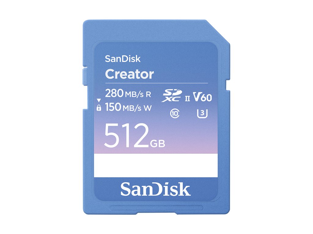 SanDisk Creator - Flash-Speicherkarte - 512 GB - Video Class V60 / UHS-II U3 / Class10 - SDXC UHS-II
