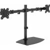 Passt für zwei Displays 13-27" mit VESA-Größen 75 x 75 oder 100 x 100 - Pfostenhöhe 452 mm - max. Abstand zwischen Bildschirmmitten 790 mm - drehen - schwenken und neigen - Schnellverschluss - Rändelschrauben - matt schwarz