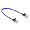 Delock RJ45 Flachband Netzwerkkabel mit Geflechtmantel Cat.6A U / FTP 0,3 m blau