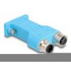 Delock D-Sub 9 Buchse zu M12 Stecker und Buchse 5 Pin A-kodiert CAN Bus Verteiler 180° blau