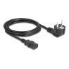 Delock Netzkabel PC Schutzkontaktstecker CEE 7 / 7 90 grad gewinkelt auf C13 Buchse, 2 m, 3 x 0,75 mm² schwarz
