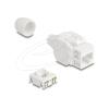 Delock Keystone Modul RJ45 Buchse zu LSA Cat.6A UTP 180° werkzeugfrei mit Kabelverschraubung