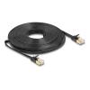 Delock RJ45 Netzwerkkabel Cat.6A Stecker zu Stecker mit robuster Rastnase und Cat.7 Rohflachbandkabel U / FTP 10 m schwarz