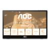 AOC 16T3EA - LED-Monitor - 40.6 cm (16") (15.6" sichtbar) - tragbar - 1920 x 1080 Full HD (1080p) @ 60 Hz - IPS - 250 cd / m² - 700:1 - 4 ms - USB-C - Textured Black