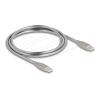 Delock - USB-Kabel - USB-C (M) zu USB-C (M) - USB 2.0 - 20 V - 3 A - 1 m - USB Power Delivery (60W), Power Delivery 3.0 Unterstützung, mit Metallschuh - Silber