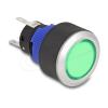 Delock Drucktaster zum Einbau 22 mm 5 x Lötanschluss Taster flach Kunststoff LED grün