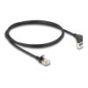 Delock - Netzwerkkabel - RJ-45 (M) nach oben angewinkelt zu RJ-45 (M) gerade - 1 m - 4.5 mm - S / FTP - CAT 6a - halogenfrei, ohne Haken - Schwarz