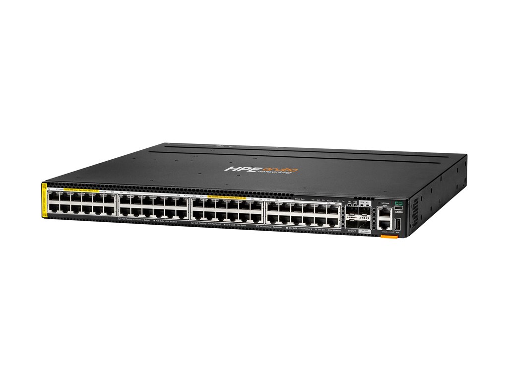 HPE ANW CX 6300L 48p Smart Rate 100M / 1G / 2.5G / 5G Class6 / 8 2p SFP56 50G 2p SFP+ 1G / 10G LRM Layer2 Sw