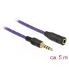 Delock Verlängerungskabel Audio Klinke 3,5 mm Stecker / Buchse iPhone 4 Pin 5 m violett