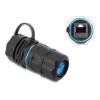 Delock - Netzwerkkoppler - RJ-45 (W) zu RJ-45 (W) - abgeschirmt - CAT 6a - staub- und wasserdicht (IP68) - Schwarz