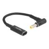 Delock - Netzteil - USB-C (W) zu Gleichstromstecker 5,5 x 2,5 mm (M) gewinkelt - 19.5 V - 3 A - 15 cm - Schwarz
