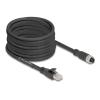 Delock M12 Kabel X-kodiert 8 Pin Buchse zu RJ45 Stecker Cat.5e S / FTP flexibel 10 m schwarz