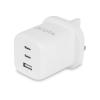 DICOTA - Netzteil - kompakt, GaN - 65 Watt - 5 A - PD 3.0 - 3 Ausgabeanschlussstellen (2 x USB-C, USB) - weiß - Großbritannien