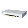Cisco CBS220-8P-E-2G managed Layer2 Switch: - 8x10 / 100 / 1000 Base-T (RJ45) + 2x1GE SFP Uplink Ports, - Switching Capacity:20Gbps, incl. rack-&wallmount Kit, - kein stacking, liefert 65W PoE+, lüfterlos
