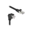 Delock GigE Kamera Kabel RJ45 Stecker 45 grad gedreht und 90 grad gewinkelt mit Schrauben zu RJ45 Stecker Cat.6 S / FTP 2 m schwarz