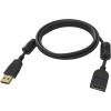 Vergoldete Anschlüsse - Ferritkerne an beiden Enden - Bandbreite 480 Mbps - über 65 Prozent Abdeckung geflochtene Abschirmung - USB-A (f) zu USB-A (m) - Außendurchmesser 4,5 mm - 28+24 AWG - 2 m - schwarz