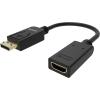4K 60 Hz - DP Version 1.3 - Goldstecker - HDMI 2.0 - konvertiert HDMI nicht zu DP - Hotplug - DP (m) zu HDMI (f) - Außendurchmesser 5,5 mm - 30 AWG - Gesamtlänge 225 mm - schwarz