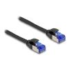 Delock - Patch-Kabel - RJ-45 (M) zu RJ-45 (M) - 1 m - 4.5 mm - S / FTP - CAT 6a - halogenfrei, ohne Haken - Schwarz