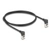 Delock - Patch-Kabel - RJ-45 (M) nach oben angewinkelt zu RJ-45 (M) nach oben angewinkelt - 1 m - 4.5 mm - S / FTP - CAT 6a - halogenfrei - Schwarz