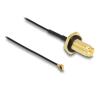 Delock Antennenkabel RP-SMA Buchse zum Einbau zu MHF I Stecker 1.13 35 cm Gewindelänge 10 mm spritzwassergeschützt