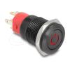 Delock Druckschalter zum Einbau schwarz 16 mm 12 V 5 x Lötanschluss LED rot Powersymbol + Ring