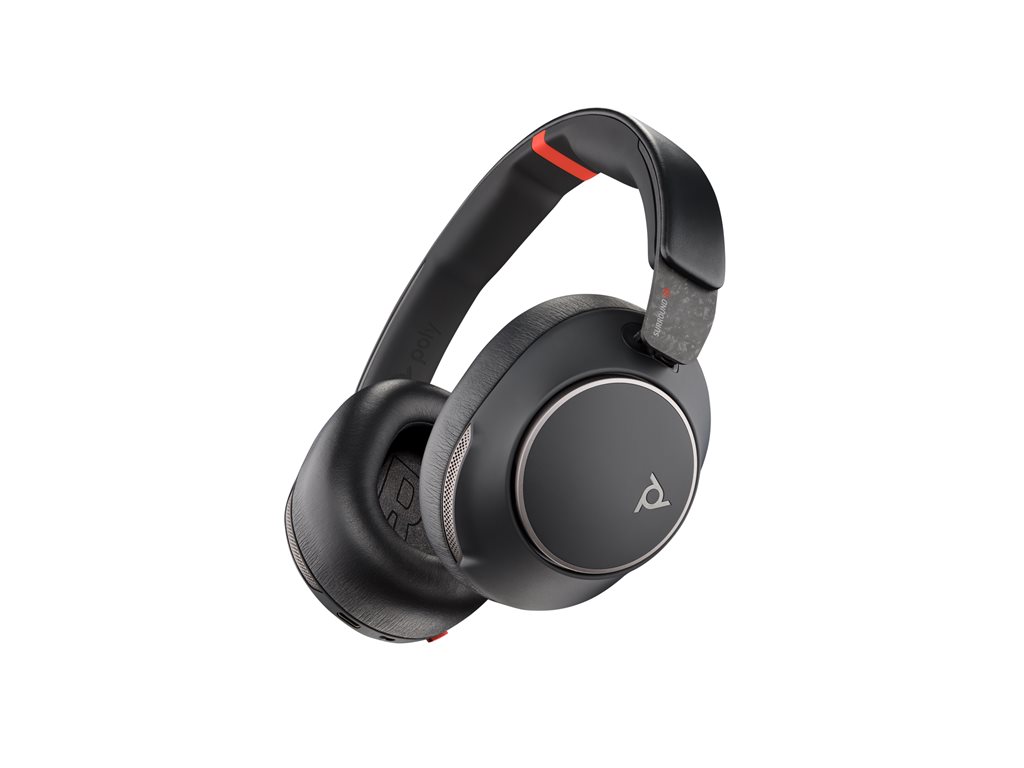Poly Voyager Surround 85 - Voyager Surround 80 series - Headset - ohrumschließend - Bluetooth - kabellos - aktive Rauschunterdrückung - Adapter USB-C via Bluetooth - Schwarz - UC-zertifiziert - Replaces Poly SKU 220114-01