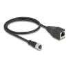 Delock - Netzwerkkabel - M12 (4-polig) (W) zu RJ-45 (W) - 50 cm - 5 mm - S / FTP - CAT 5e - IP67 - Schwarz