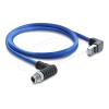 Delock - Netzwerkkabel - 8-polig M12 (M) nach unten abgewinkelt zu RJ-45 (M) nach oben angewinkelt - 1 m - 6.5 mm - S / FTP - CAT 6a - geformt - Blau