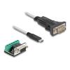 Delock - USB-C / serielles Kabel - 24 pin USB-C (M) zu DB-9 (M) - USB 2.0 / EIA-422 / 485 - 5 V - 2 m - Daumenschrauben - durchsichtig - mit 6-poliger Anschlussblock / 9-poliger D-Sub (DB-9) Adapter