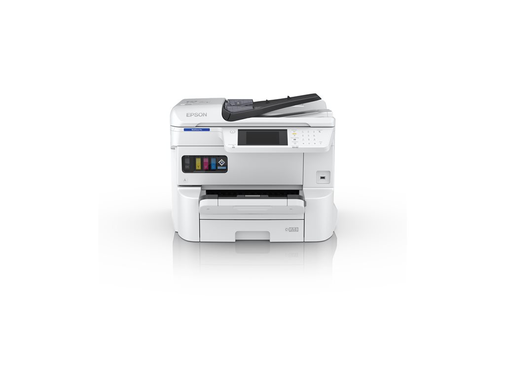 Epson WorkForce Pro EM-C7100DWF - Multifunktionsdrucker - Farbe - Tintenstrahl - A3 (297 x 420 mm) (Original) - A3 (Medien) - bis zu 22 Seiten / Min. (Kopieren) - bis zu 25 Seiten / Min. (Drucken) - 335 Blatt - 33.6 Kbps - Gigabit LAN, Wi-Fi(ac), USB 3.0