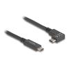 Delock - USB-Kabel - 24 pin USB-C (M) zu 24 pin USB-C (M) gewinkelt - USB 3.2 Gen 2 - 3 A - 1 m - USB Power Delivery (60W), unterstützt 4K 144 Hz (3840 x 2160), bis zu 10 Gbps Datentransferrate, DP Alt Modus-Support, E-marker - Schwarz