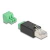 Delock - Netzwerkanschluss - RJ-45 (W) zu 3-poliger Anschlussblock abnehmbar - Schwarz, grün