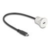 Delock USB 10 Gbps USB-C Einbaubuchse mit Kabelpeitsche Stecker 30 cm Aluminium