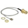 HF Antennenkabel RP-SMA Buchse zum Einbau zu MHF® I LK Stecker 1.13 20 cm Gewindelänge 10 mm Delock spritzwassergeschützt