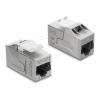 Delock - Keystone-Modul - RJ-45 (W) zu RJ-45 (W) - abgeschirmt - CAT 6a - Silber, weiß