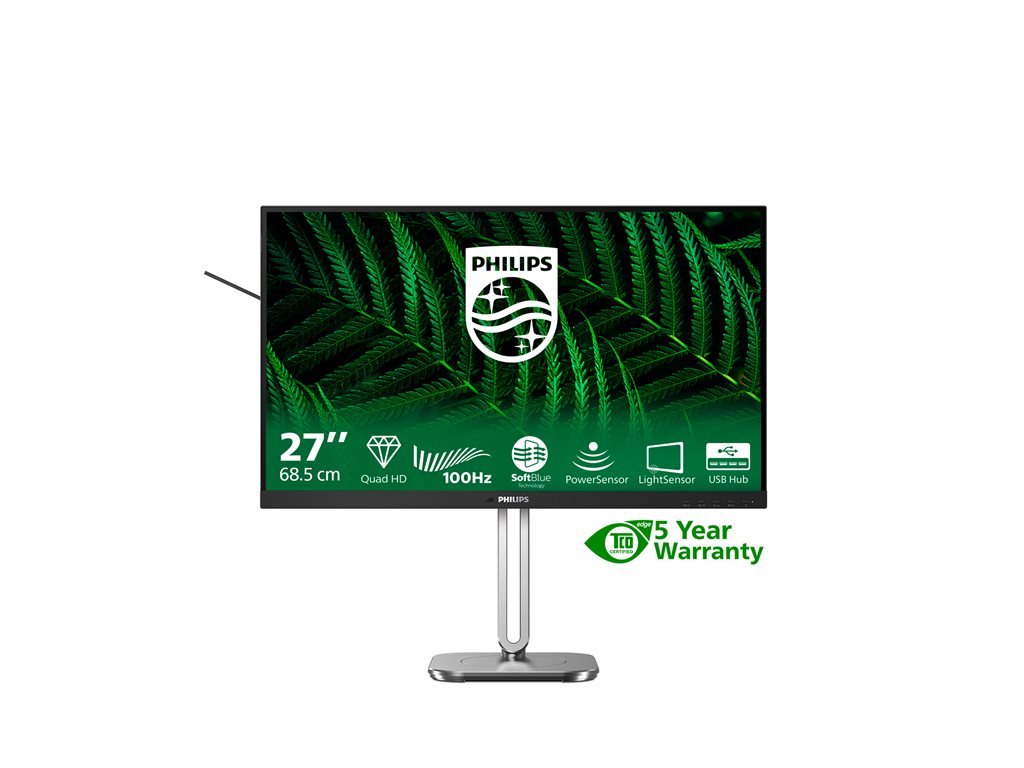 Philips 27B2G5500 - LED-Monitor - 69 cm (27") - 2560 x 1440 QHD @ 100 Hz - IPS - 1500:1 - Lautsprecher - Silber, holzkohlefarben