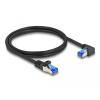 Delock - Netzwerkkabel - RJ-45 (M) gerade zu RJ-45 (M) nach rechts abgewinkelt - 1 m - 6 mm - S / FTP - CAT 6a - halogenfrei, ohne Haken - Schwarz