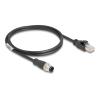 Delock - Netzwerkkabel - 8-polig M12-A (M) zu RJ-45 (M) - 1 m - 6 mm - S / FTP - CAT 5e - ohne Haken - Schwarz