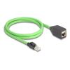 Delock - Patch-Verlängerungskabel - RJ-45 (M) zu RJ-45 (W) - 1 m - 6.8 mm - SF / UTP - CAT 6a - ohne Haken - grün