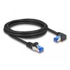 Delock - Netzwerkkabel - RJ-45 (M) rechtwinklig zu RJ-45 (M) gerade - 3 m - 6 mm - S / FTP - CAT 6a - halogenfrei, ohne Haken - Schwarz