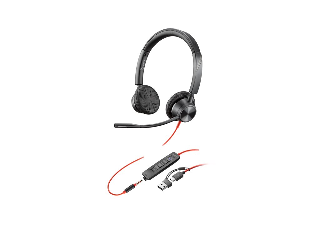 Poly Blackwire 3325 - Blackwire 3300 series - Headset - On-Ear - kabelgebunden - 3,5 mm Stecker, USB-C - Schwarz - Zertifiziert für Microsoft Teams, UC-zertifiziert - Replaces Poly SKU 214017-101